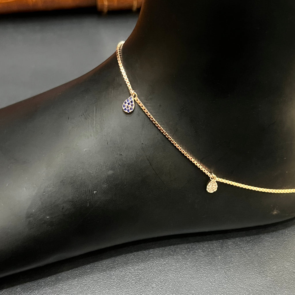 Silver Ladies Anklet Luna Drop Rose Gold M01 925
