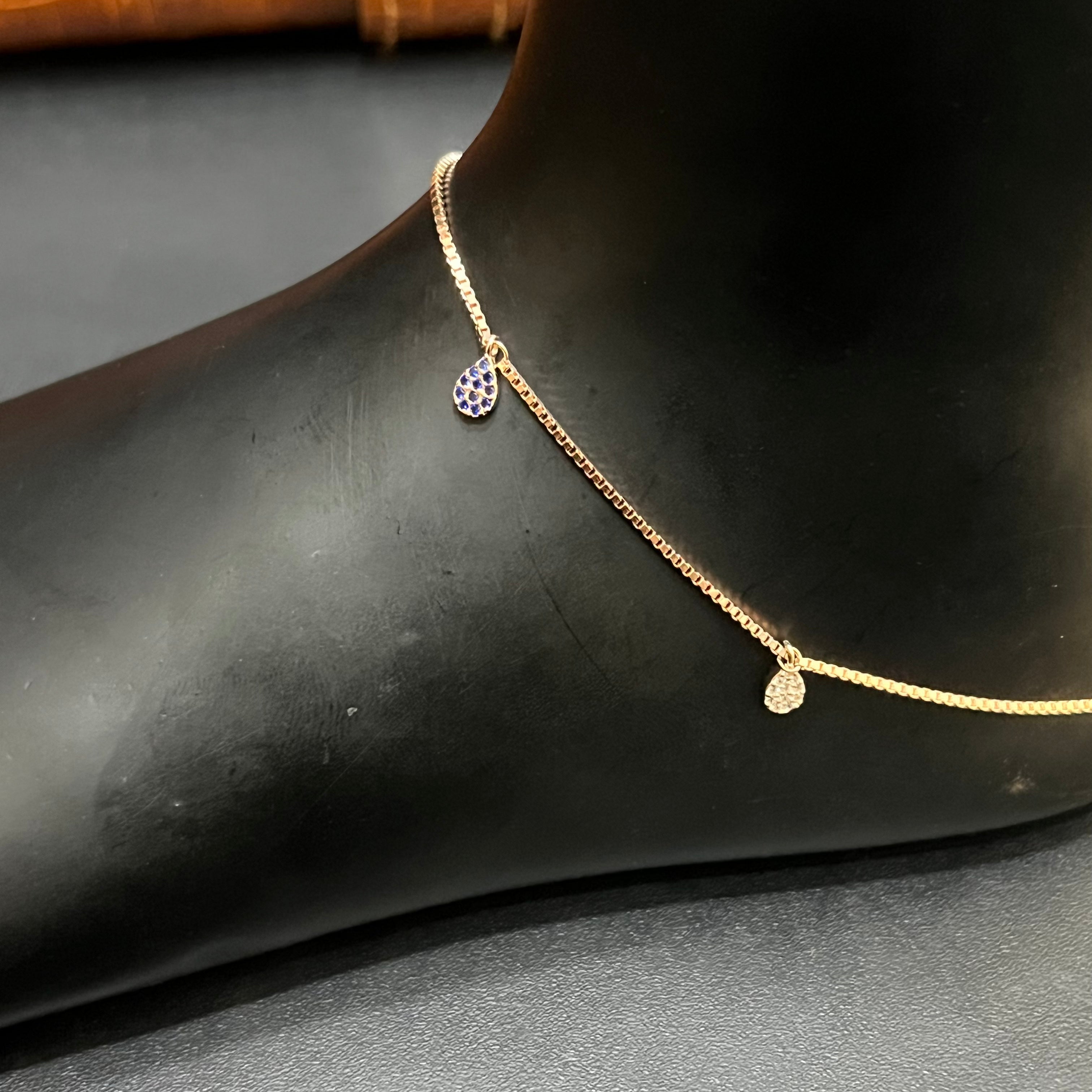 Silver Ladies Anklet Luna Drop Rose Gold M01 925