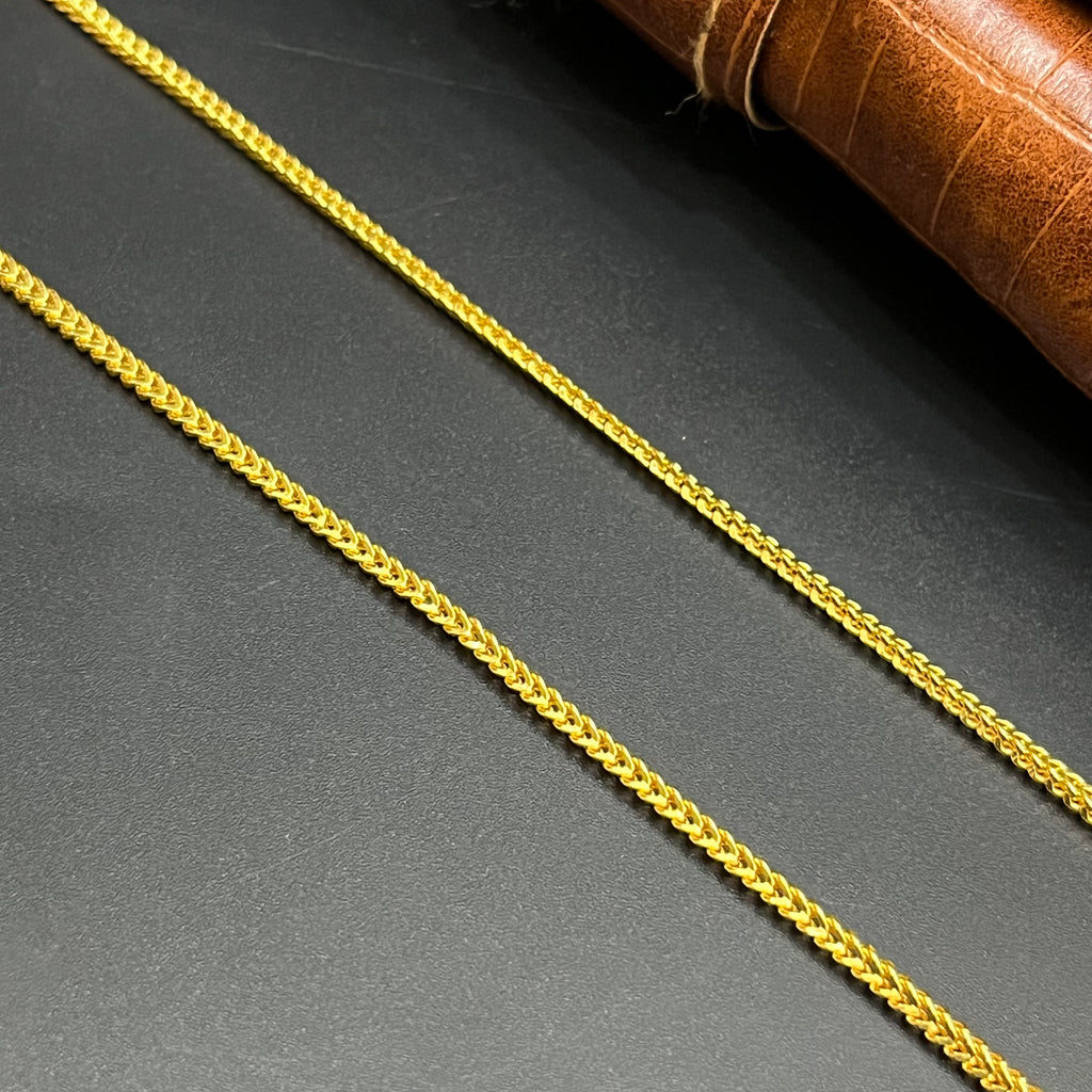 Silver Unisex Chain Flat Plain Chain Gold Finish M02 925