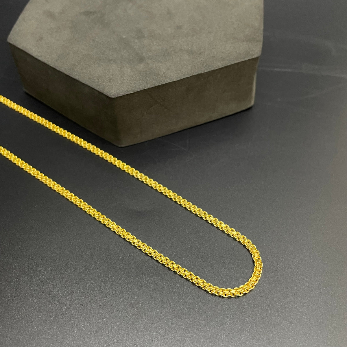 Silver Mens Chain Flat Gold Finish 925