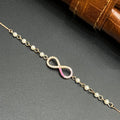 Silver Ladies Bracelet Infinity Half Pink White Beads Rose Gold 925