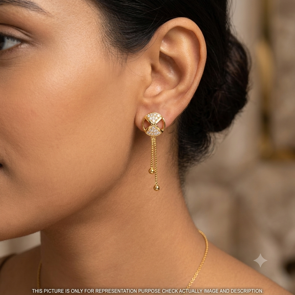 Silver Ladies Stud Osia Drops Gold Finished 925