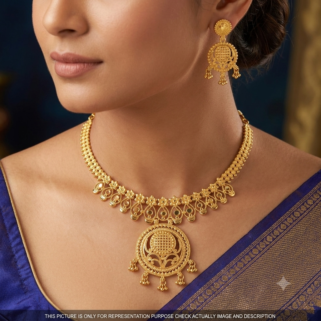 Silver Neckalce Gold Finished Bombay 925 B1