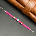 Silver Kids Bracelet Cute Characters Charms Pink Band M02 925