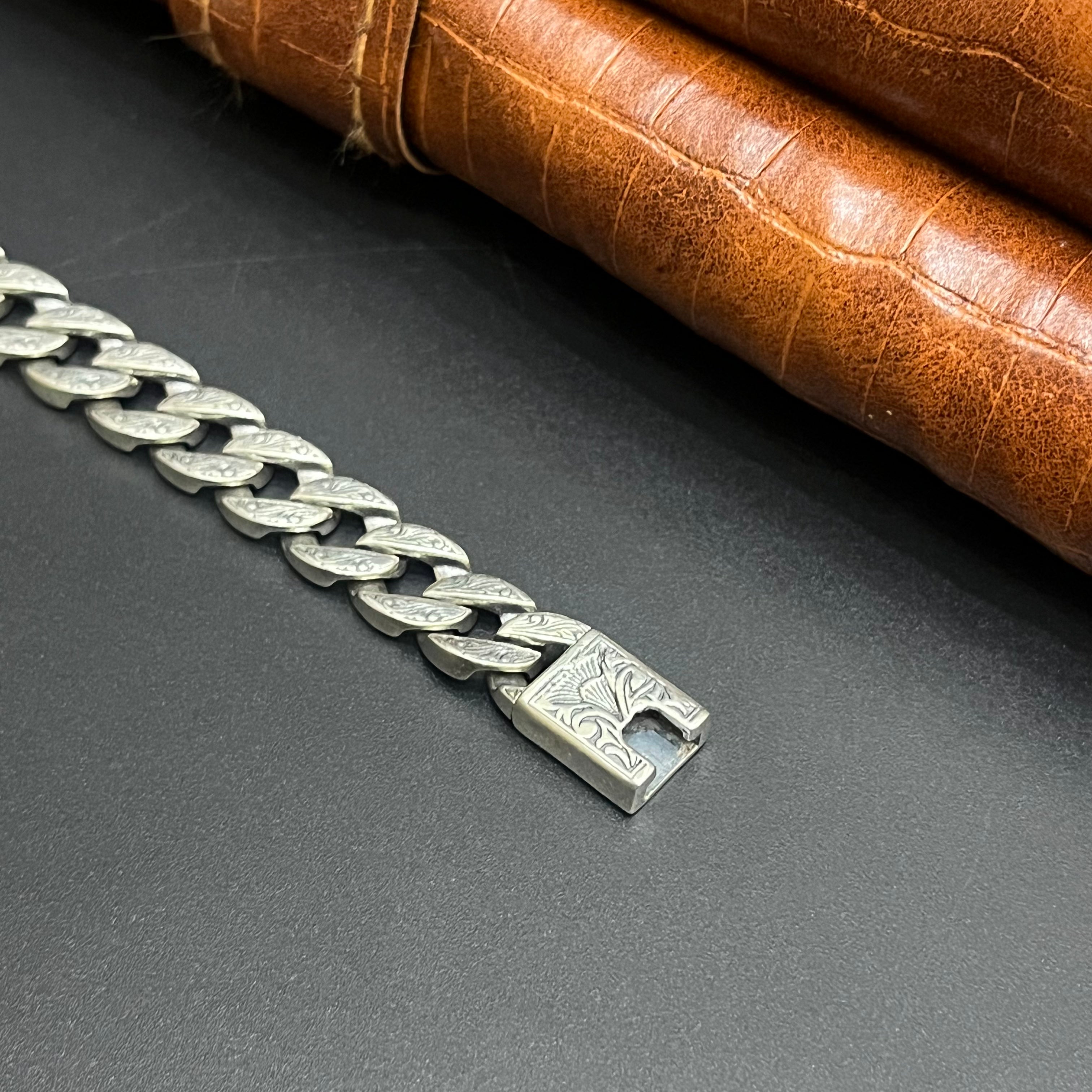 Silver Mens Bracelet Lion Emperor Premium Royal Look Cuban 925