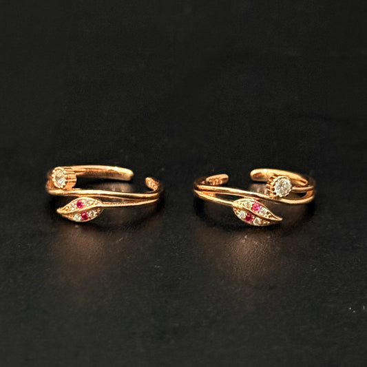 Silver Ladies Toe Rings Petals