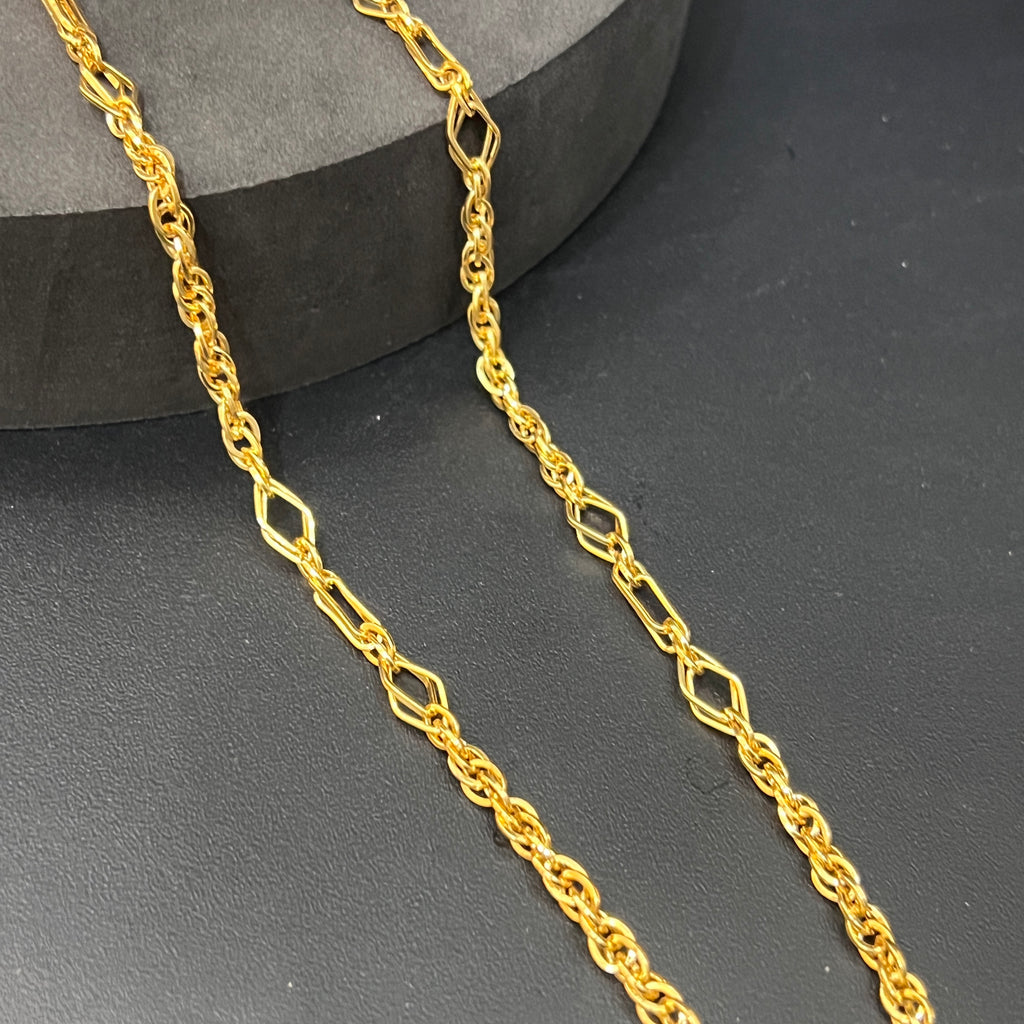 Silver Mens Chain Indo Italian  Majestic Twisted Oval Gold Finish 925