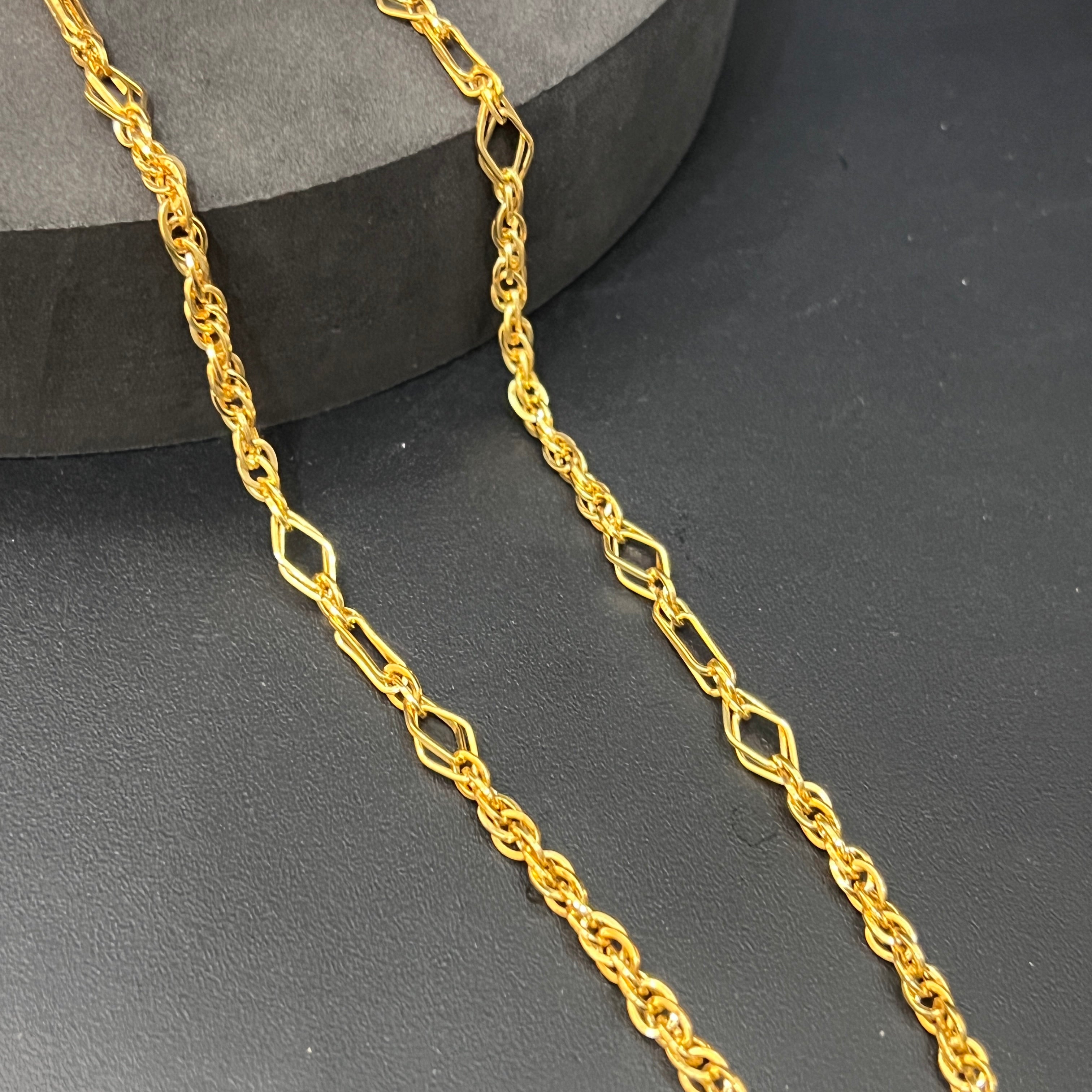 Silver Mens Chain Indo Italian  Majestic Twisted Oval Gold Finish 925