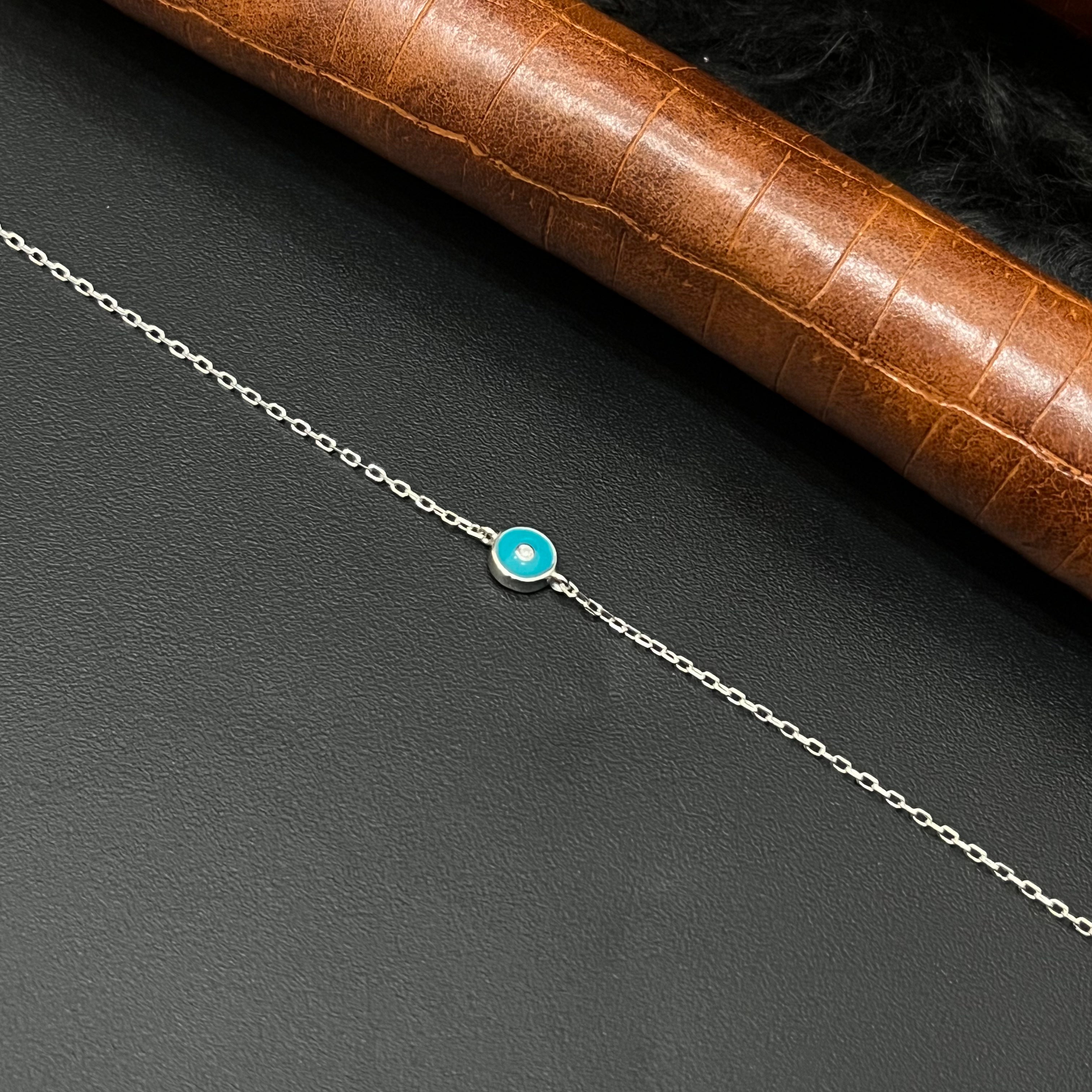 Silver Ladies Bracelet Blue Dot