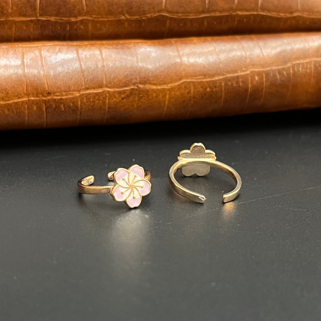 Silver Ladies Toe Rings 925 Pink& Whites Flower Rosegold 925
