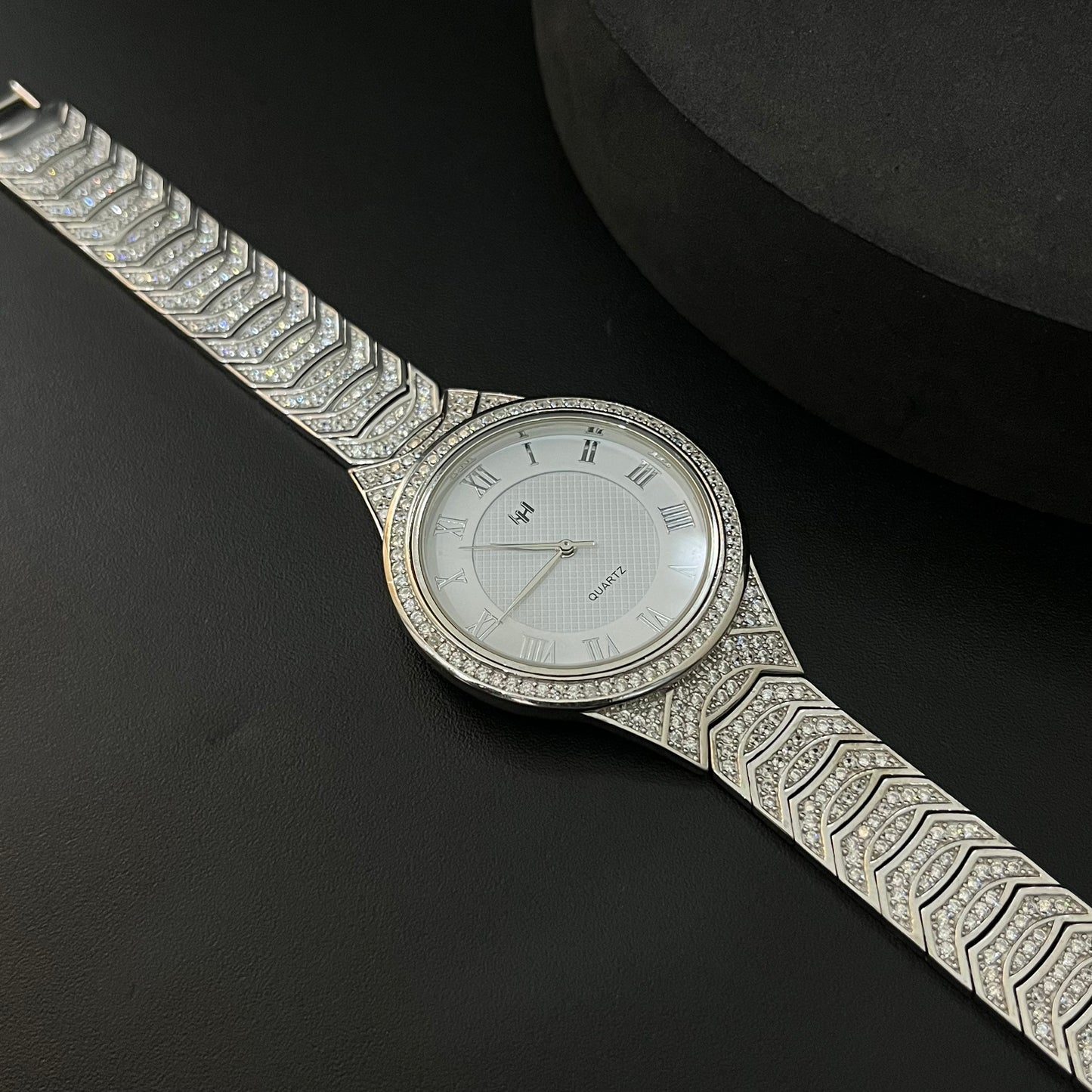 Silver Mens Watch American Diamond Limited Edition Series QUARTZ