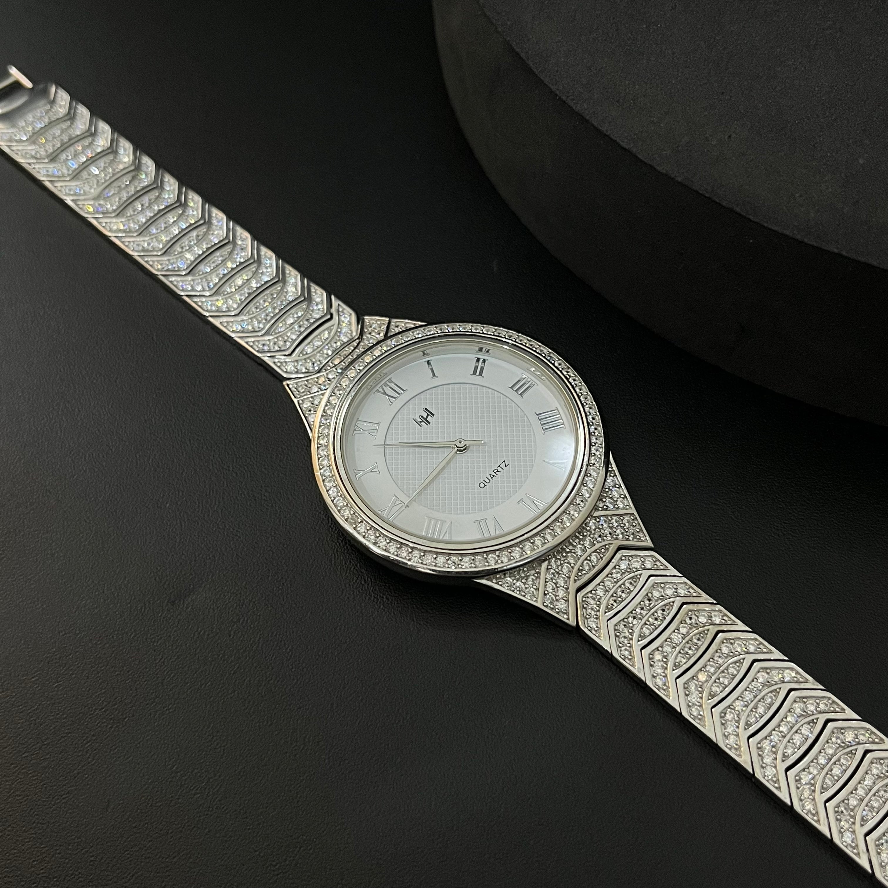 Silver Mens Watch American Diamond Limited Edition Series QUARTZ