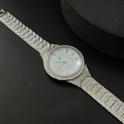 Silver Mens Watch American Diamond Limited Edition Series QUARTZ