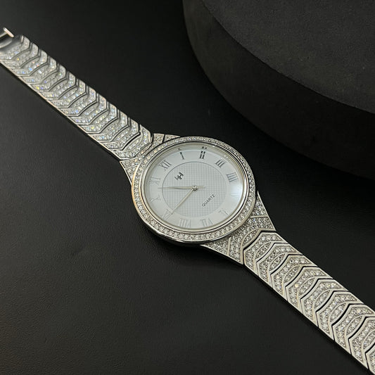 Silver Mens Watch American Diamond Limited Edition Series QUARTZ