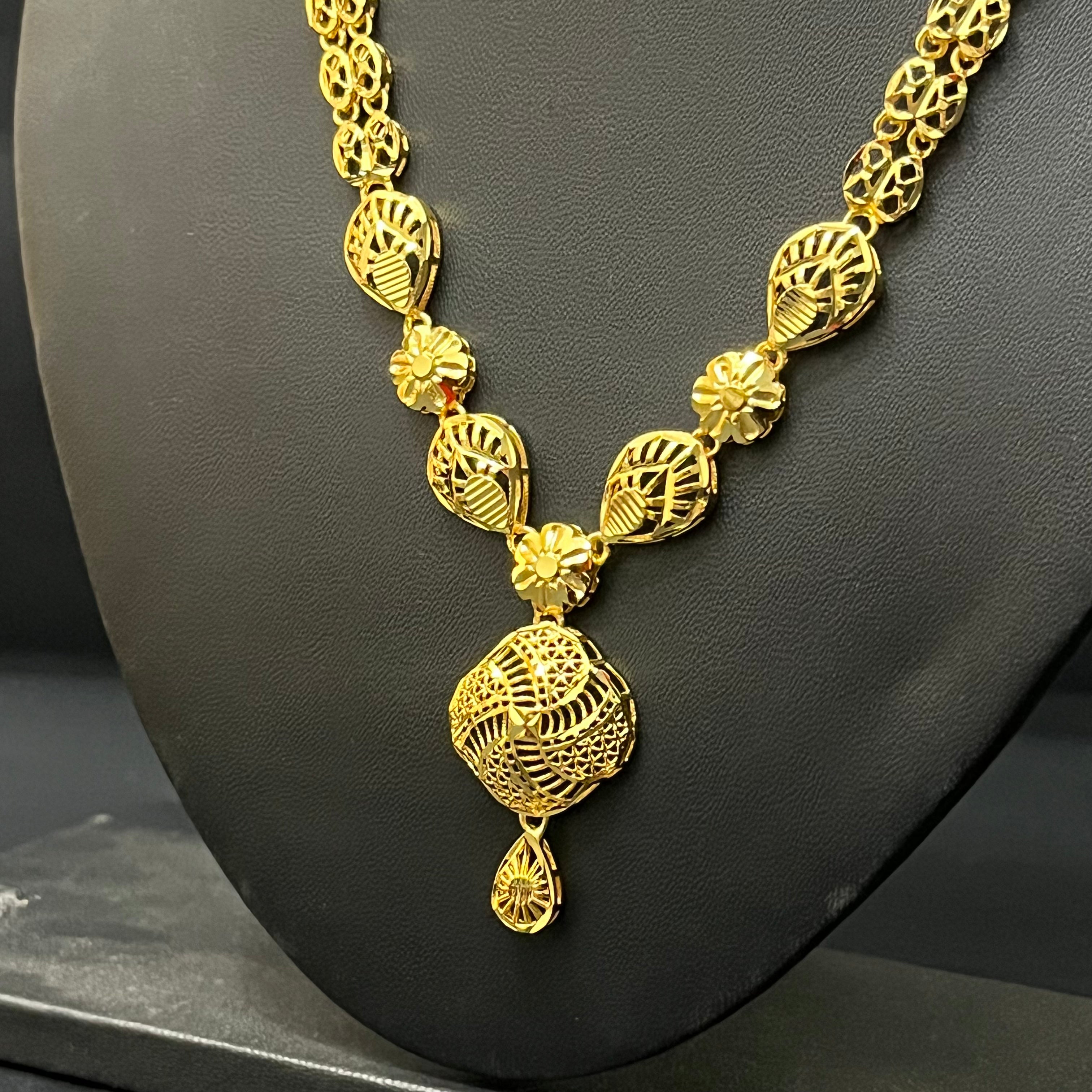 Silver Necklace & Stud Set Gold Finished Turkey Design T2