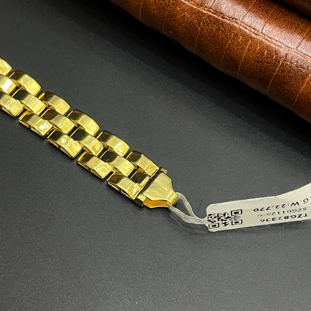 Silver Mens Bracelet Royal Iced Row Link Crystal Gold Finish 925