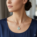 Silver Ladies Chain Blue Square