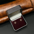 Gold Second stud Red & White Flower 18K