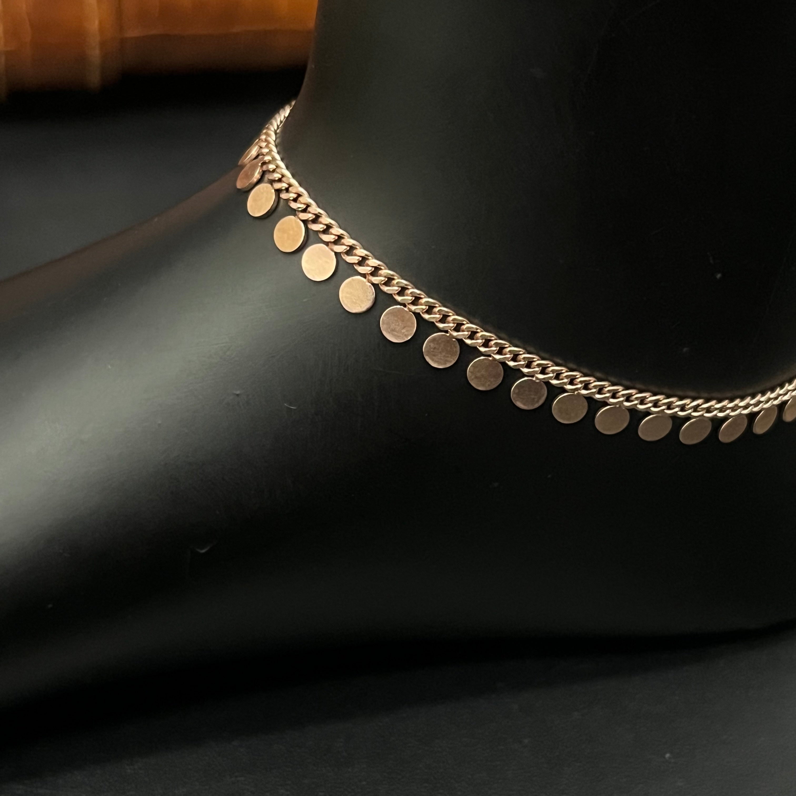 Silver Ladies Anklet Circle Drops RG