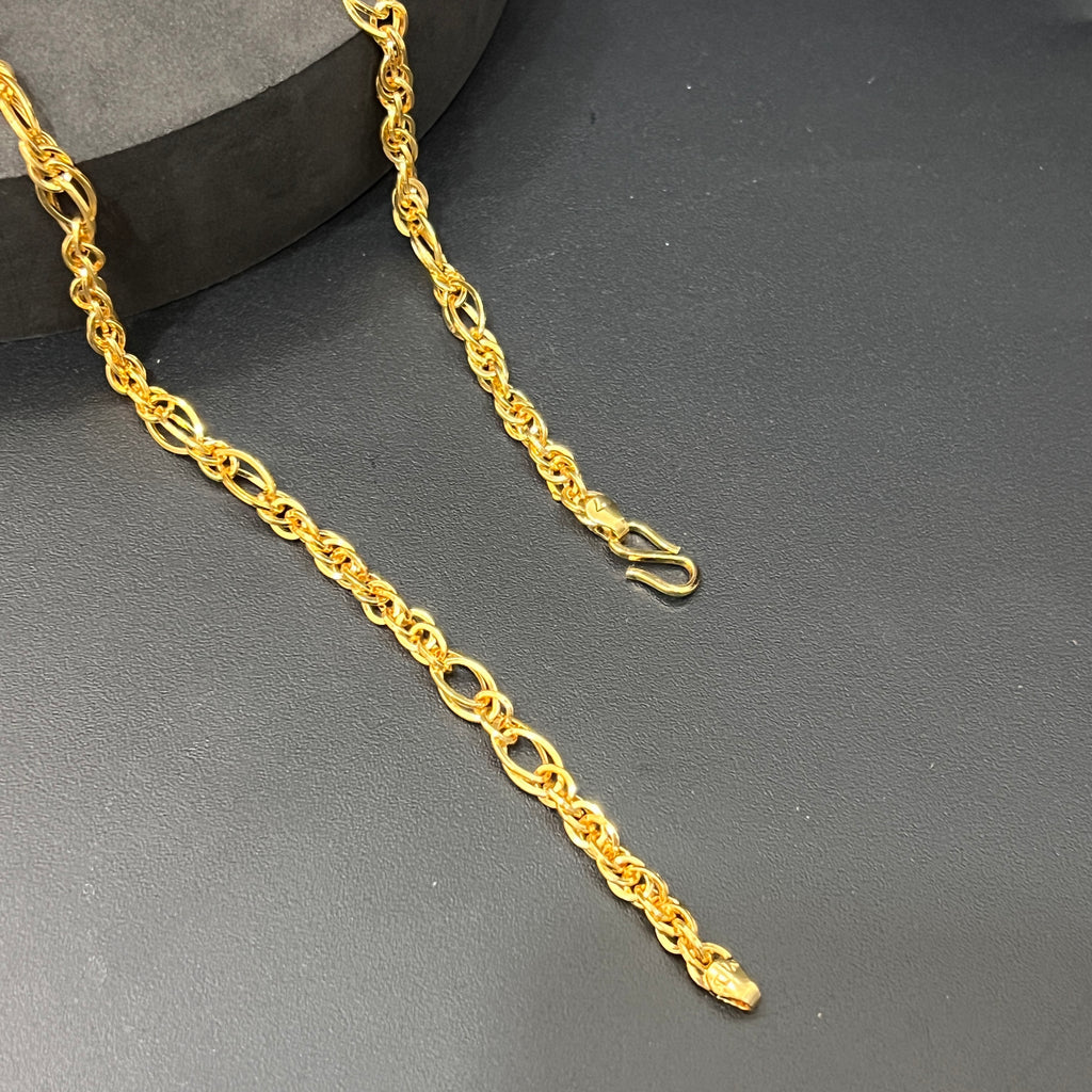 Silver Mens Chain Indo Italian Elite Interlock Oval Link Gold Finish 925