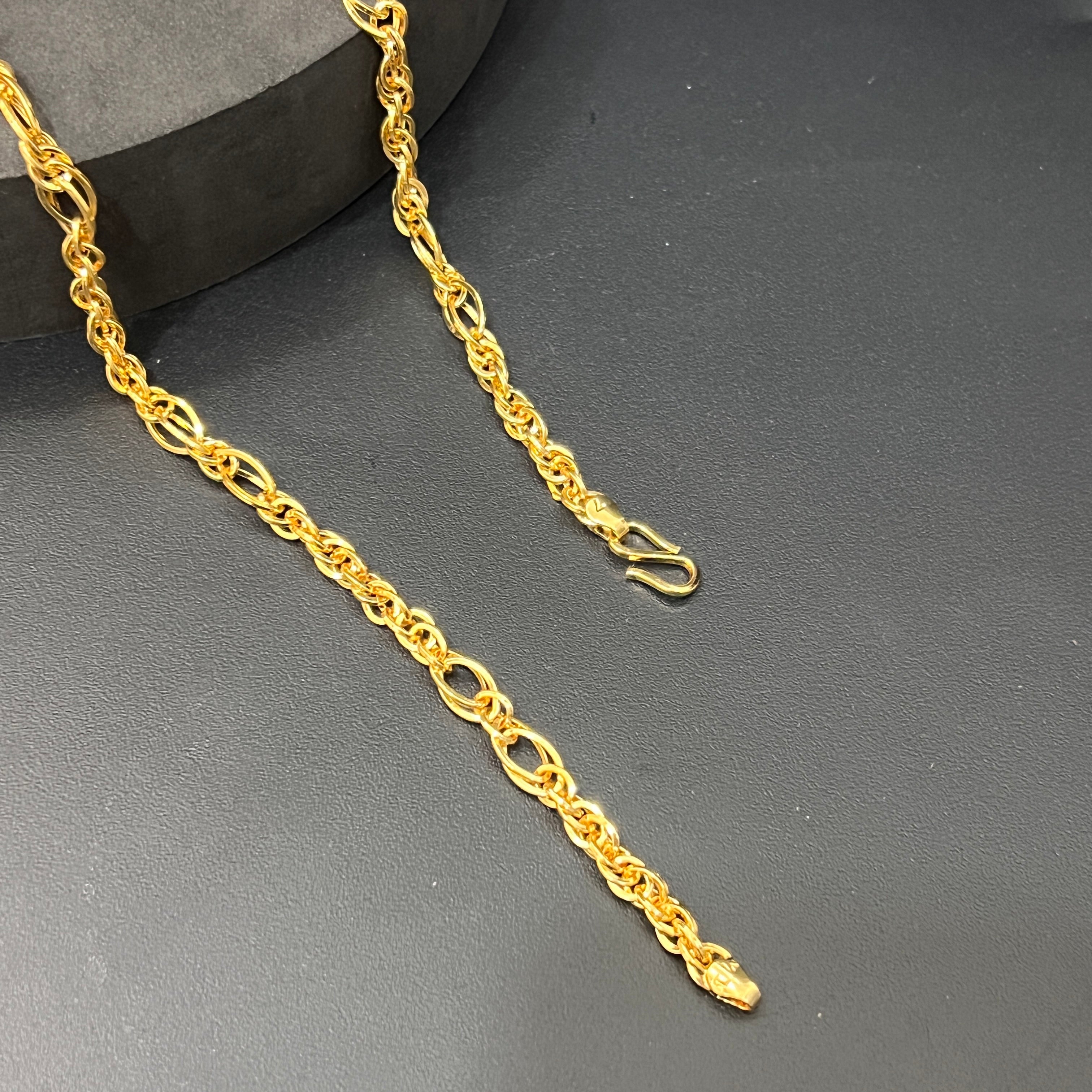 Silver Mens Chain Indo Italian Elite Interlock Oval Link Gold Finish 925