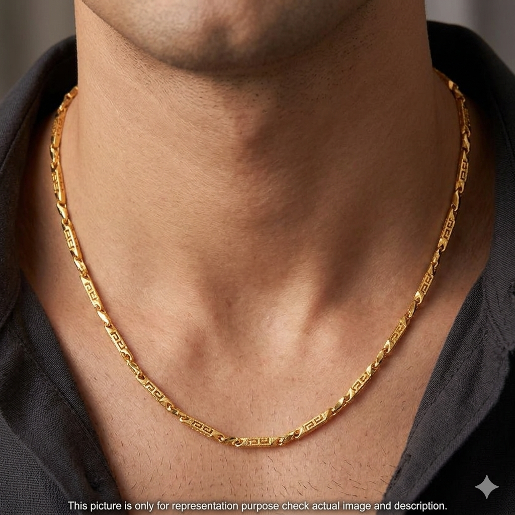 Mens Chain Gold Finished Italian Checkers Cut 03