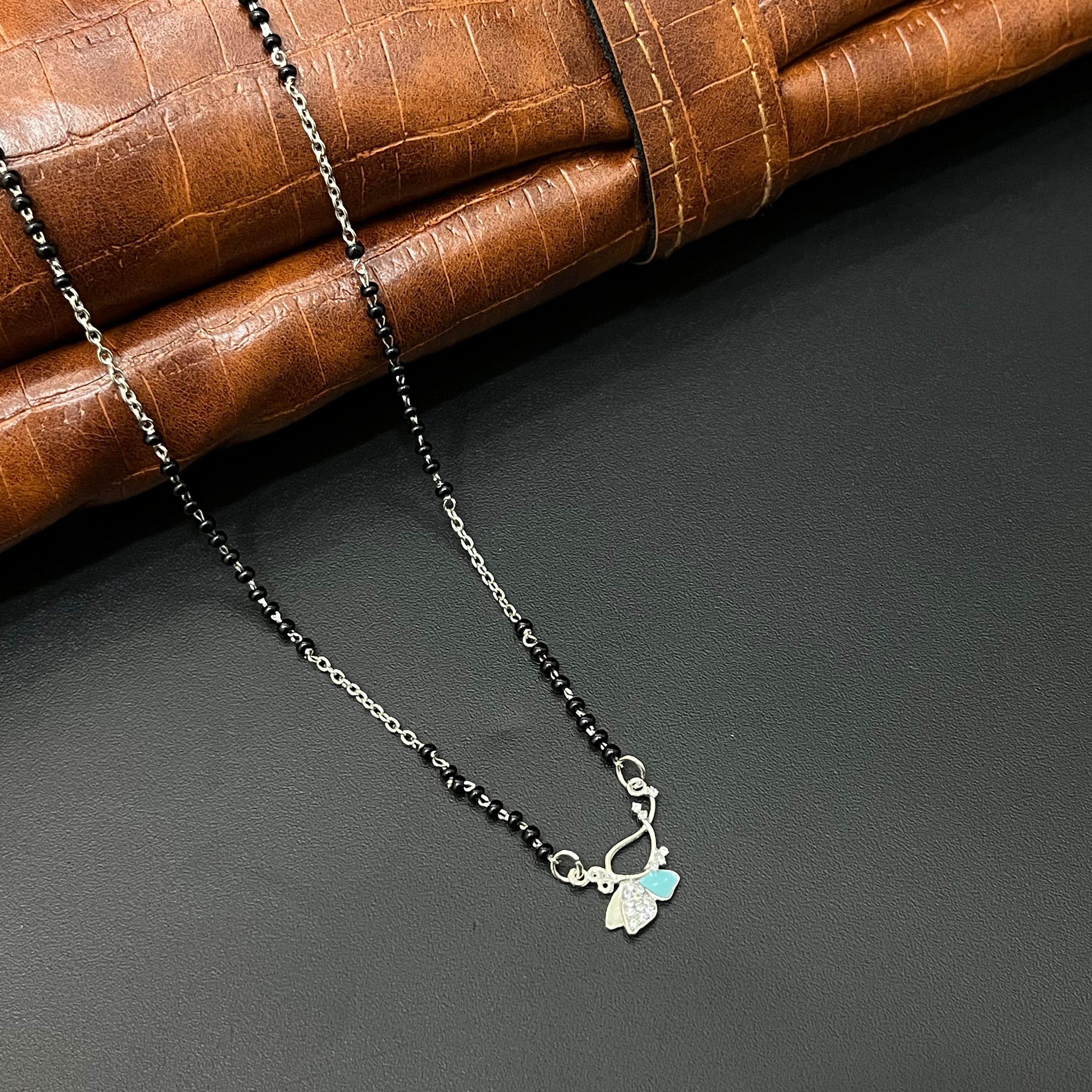 Silver Black Beads Butterfly SS