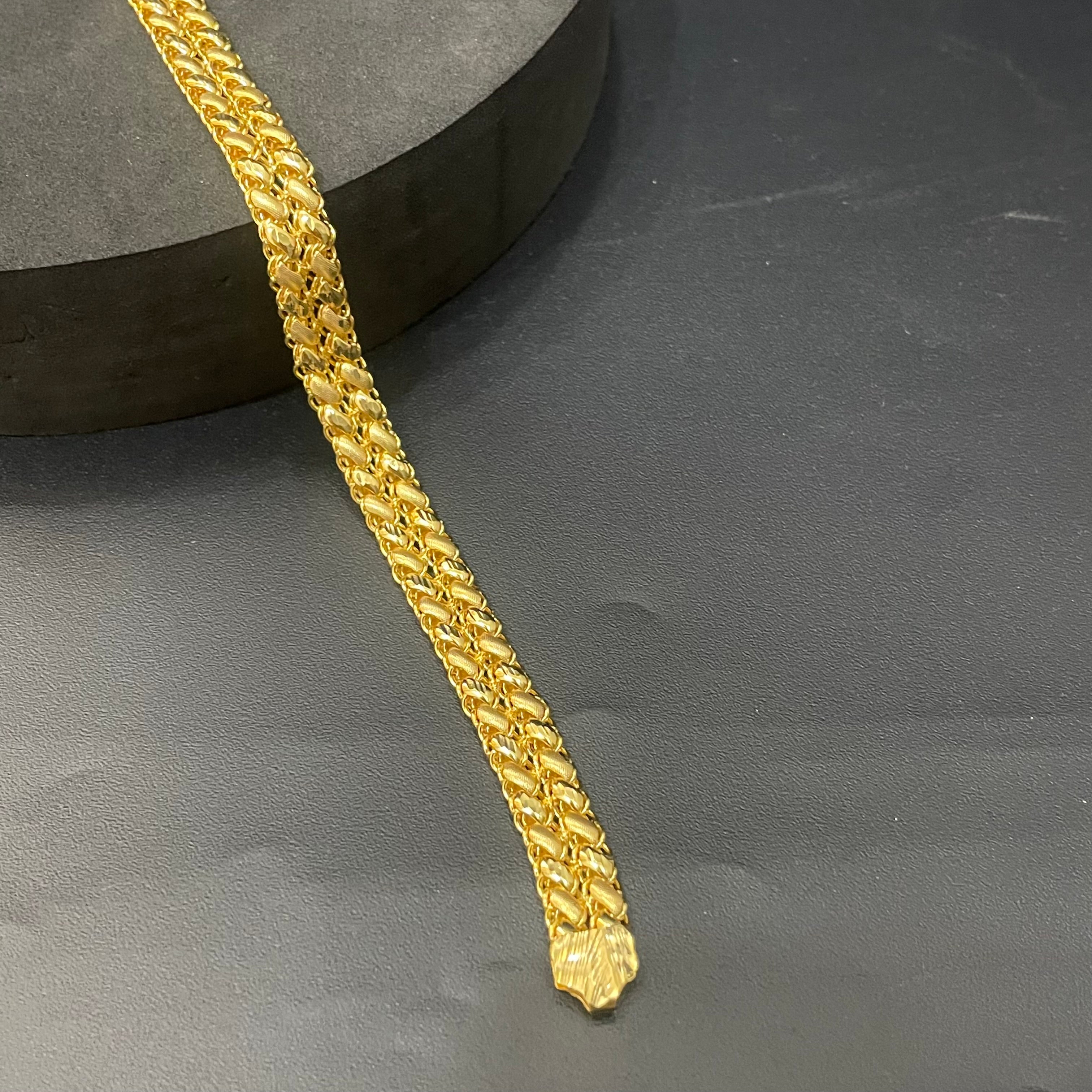 Silver Mens Gold Finished Bracelet Two sides