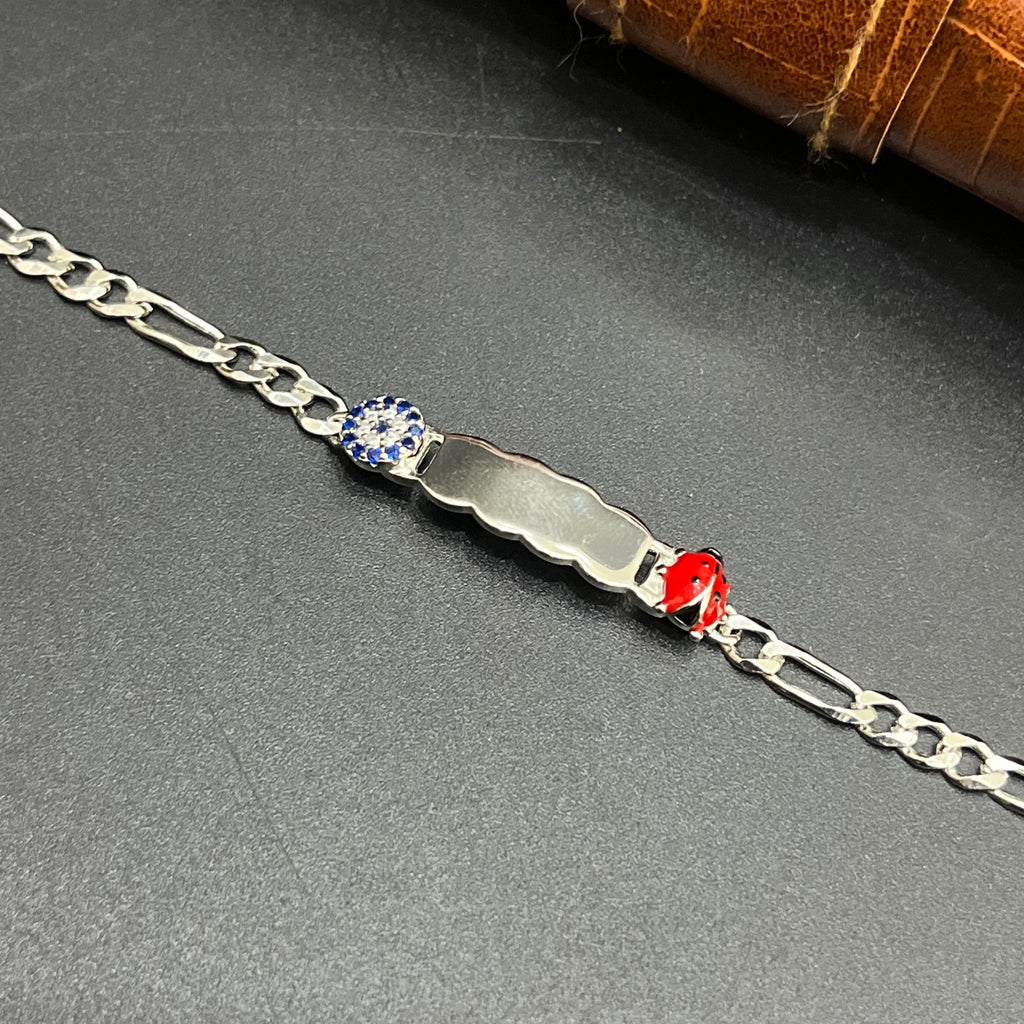Silver Customised Kids Bracelet Cute Ladybug Charms 925