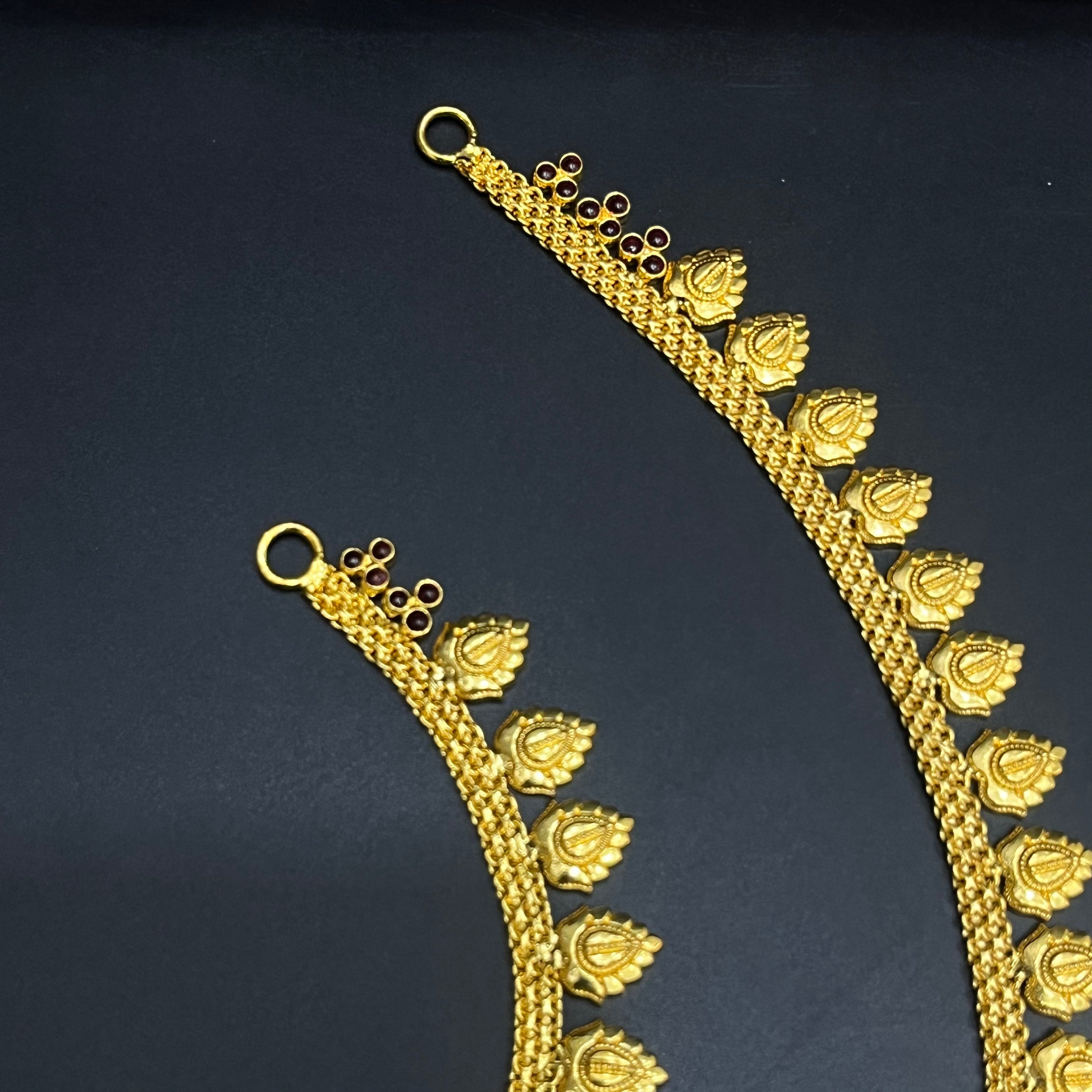 Silver Ladies Necklace And Haram Antique Mango Textured Gold Finish 925