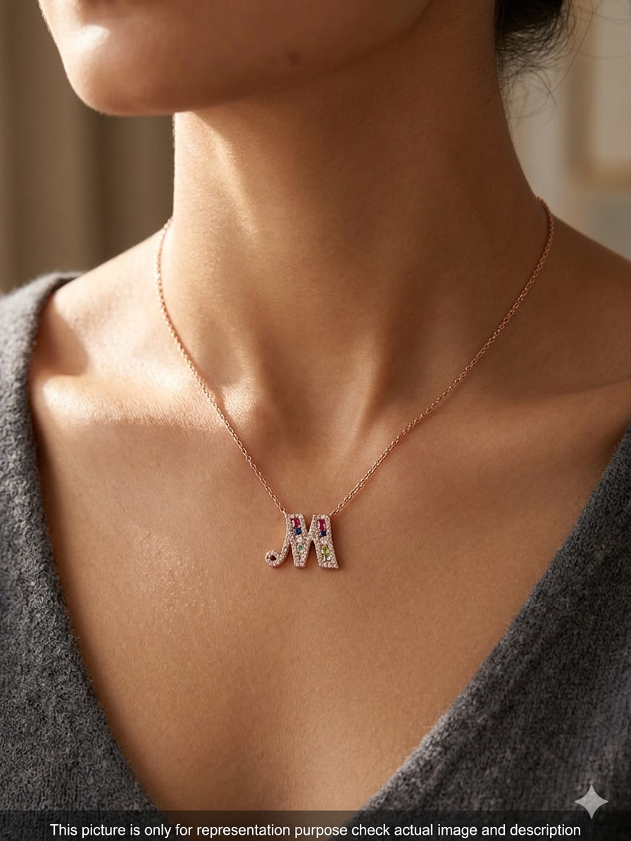 Ladies _M Intial_Rose Gold_ Pendant Chain