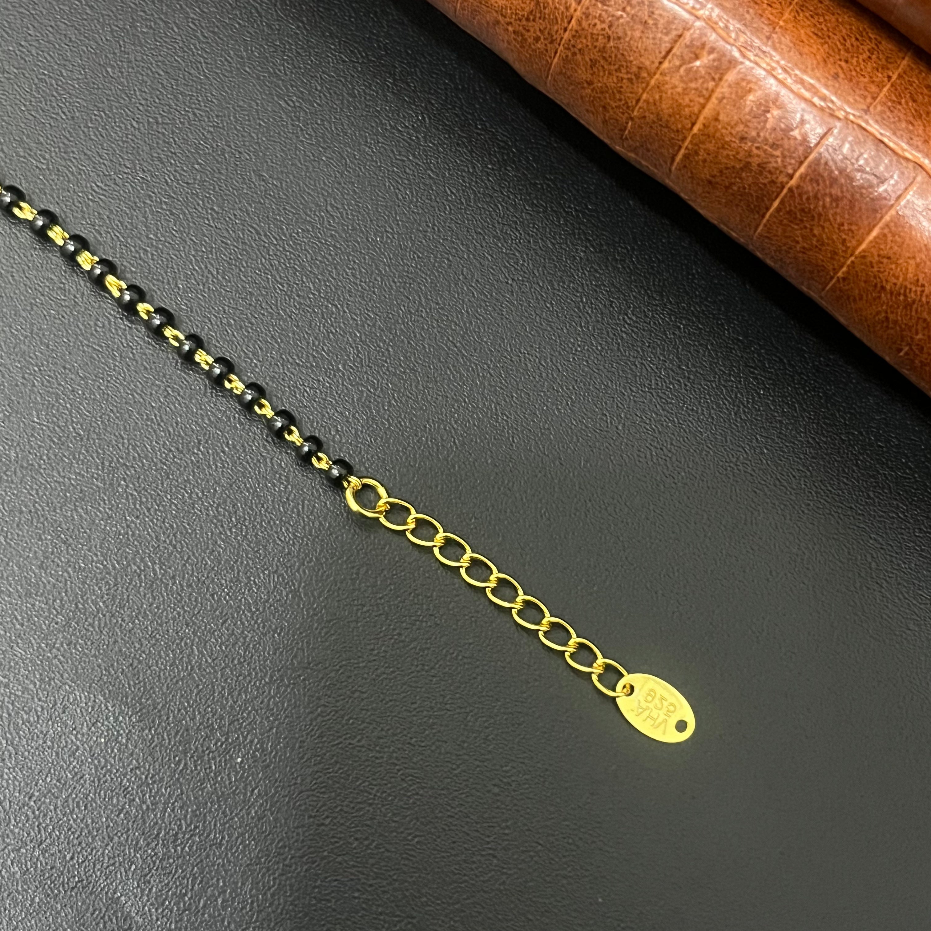 Silver Ladies Mangalsutra Black Beads Chain Gold Finished 2