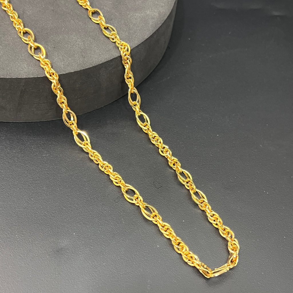 Silver Mens Chain Indo Italian Elite Interlock Oval Link Gold Finish 925