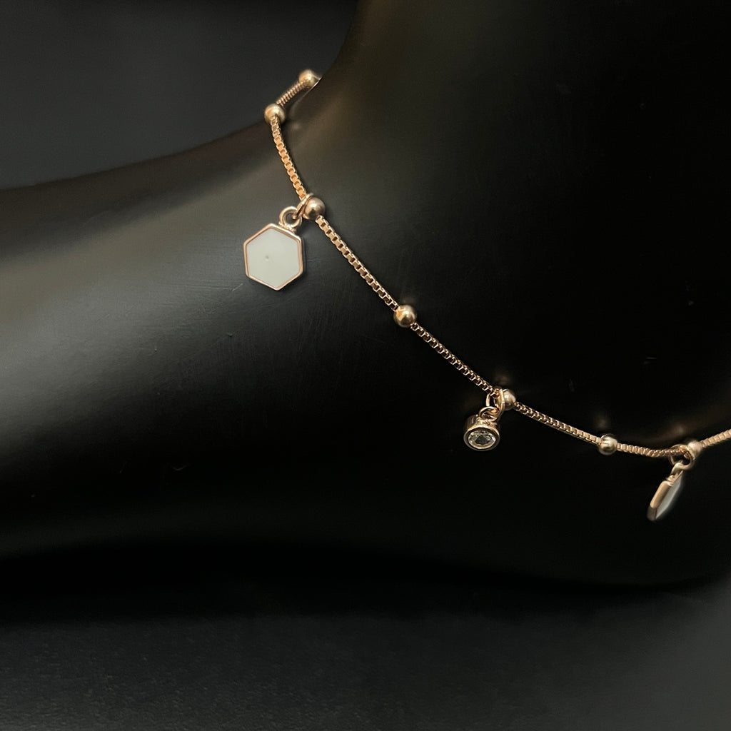 Silver Ladies Anklet Mop Charms RG