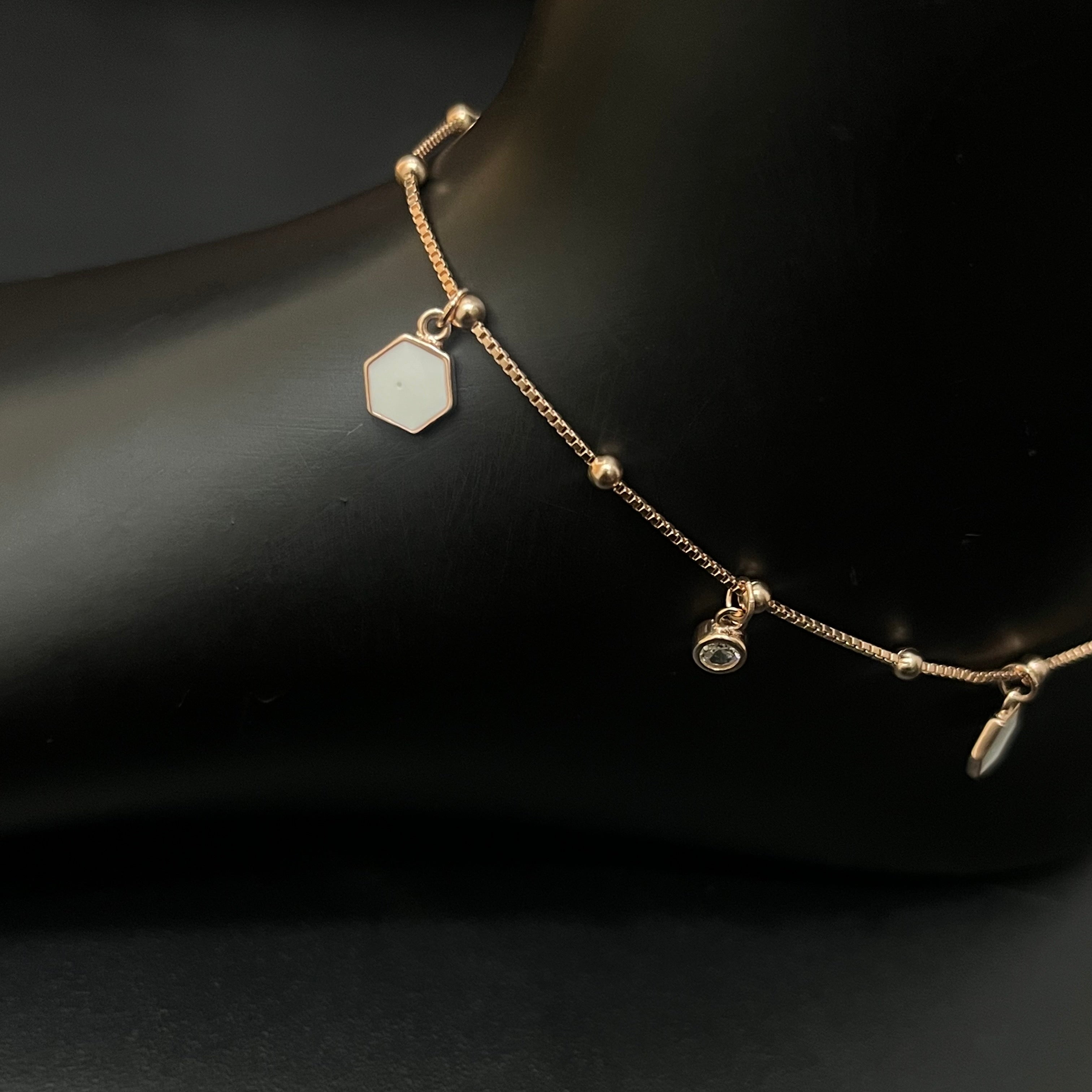 Silver Ladies Anklet Mop Charms RG