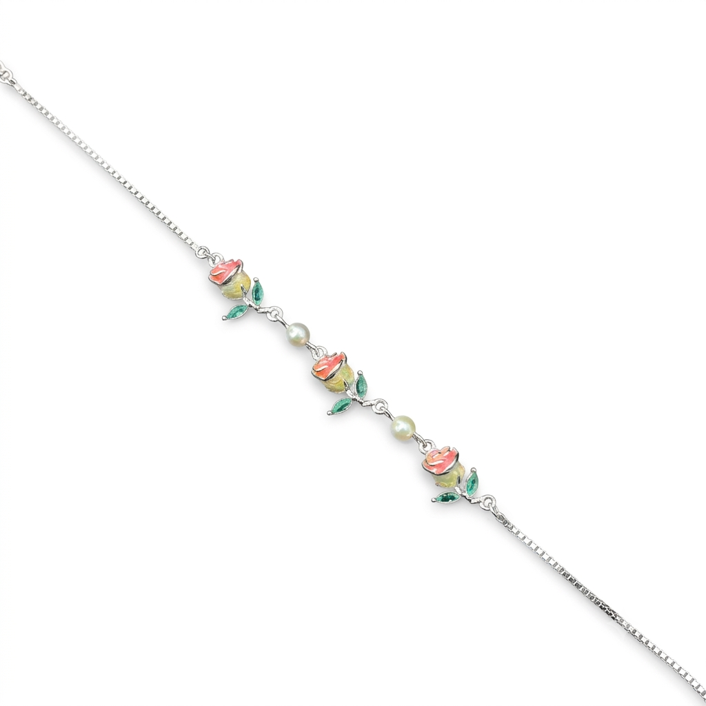 Silver ladies Bracelet Roses 925