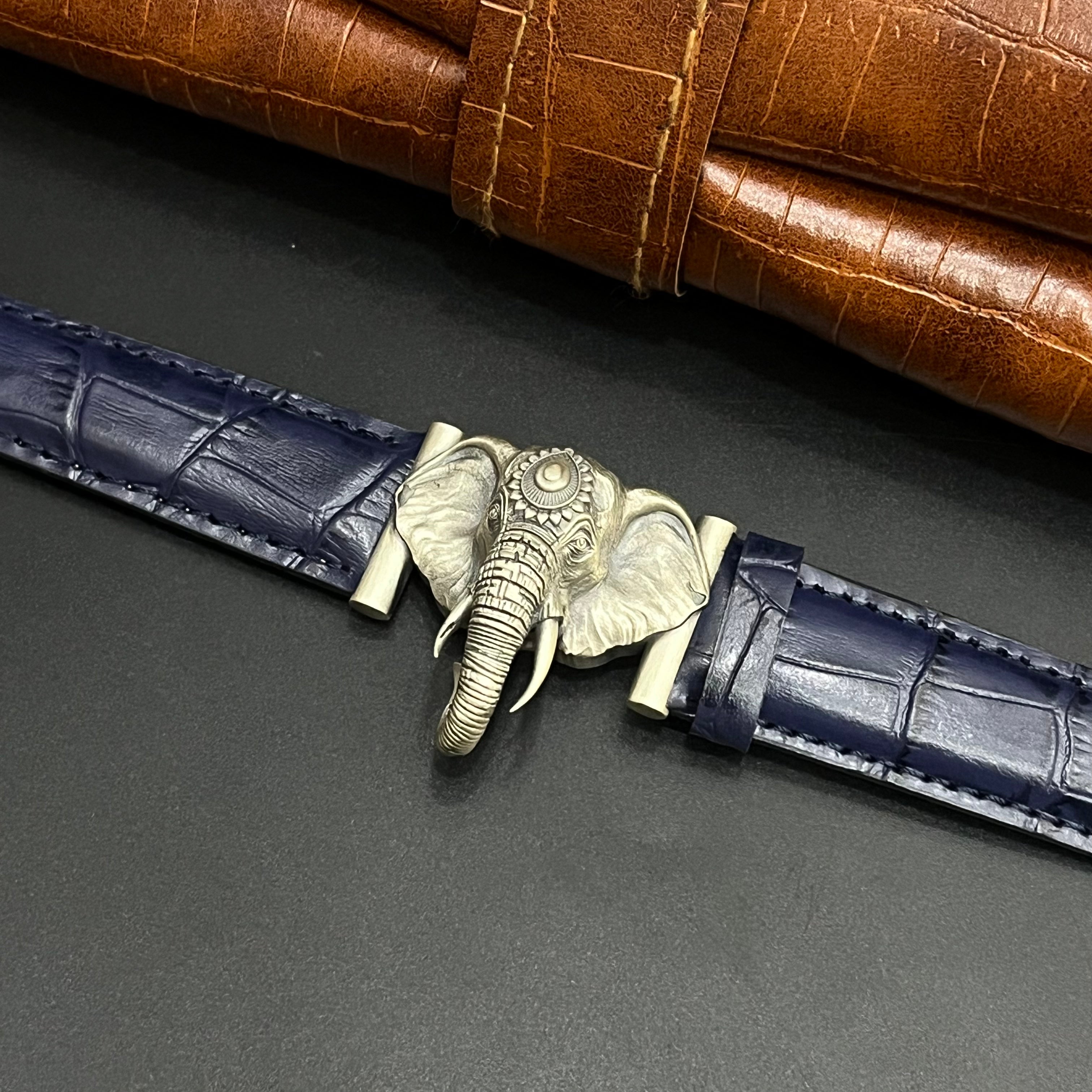 Silver Designer Antique Elephant Head Watch 925