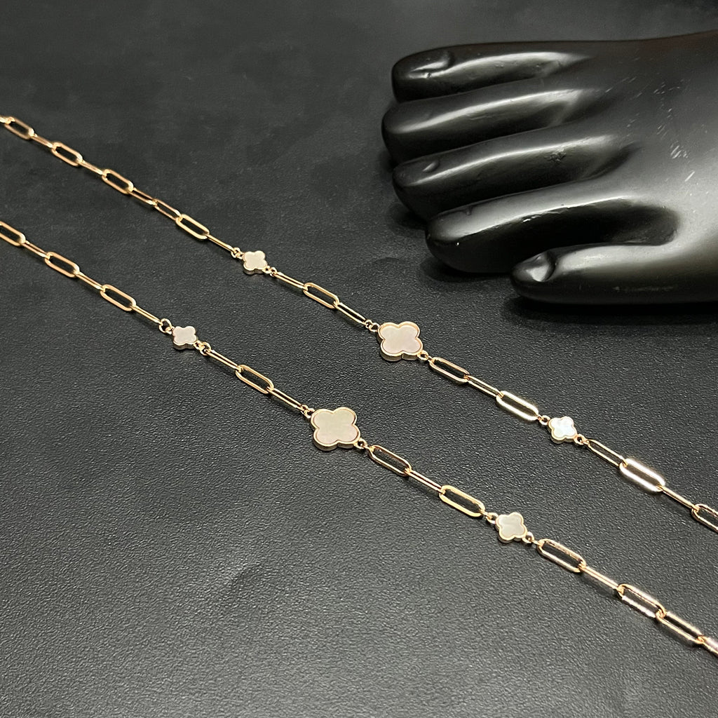 Silver Ladies Anklet Floral Sparkle Link Lock Rose Gold 925