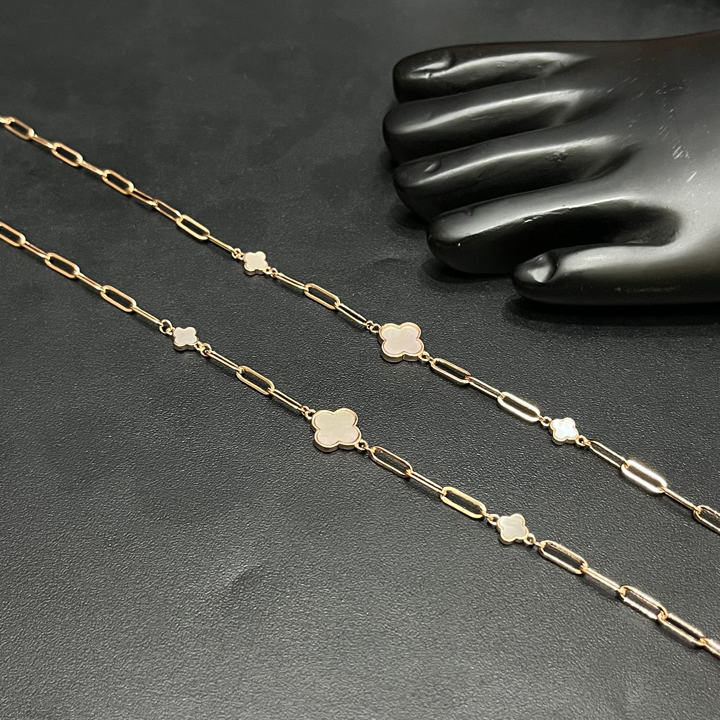 Silver Ladies Anklet Floral Sparkle Link Lock Rose Gold 925