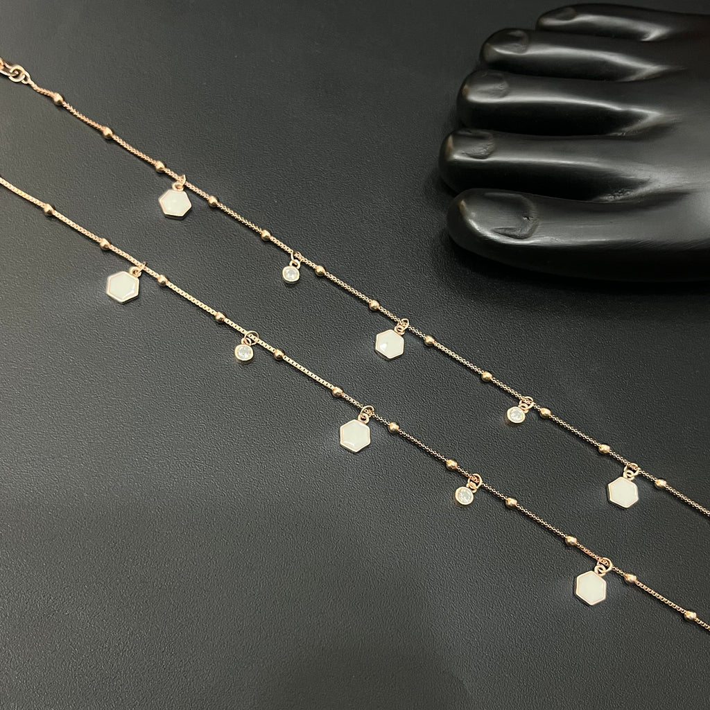 Silver Ladies Anklet Mop Charms RG