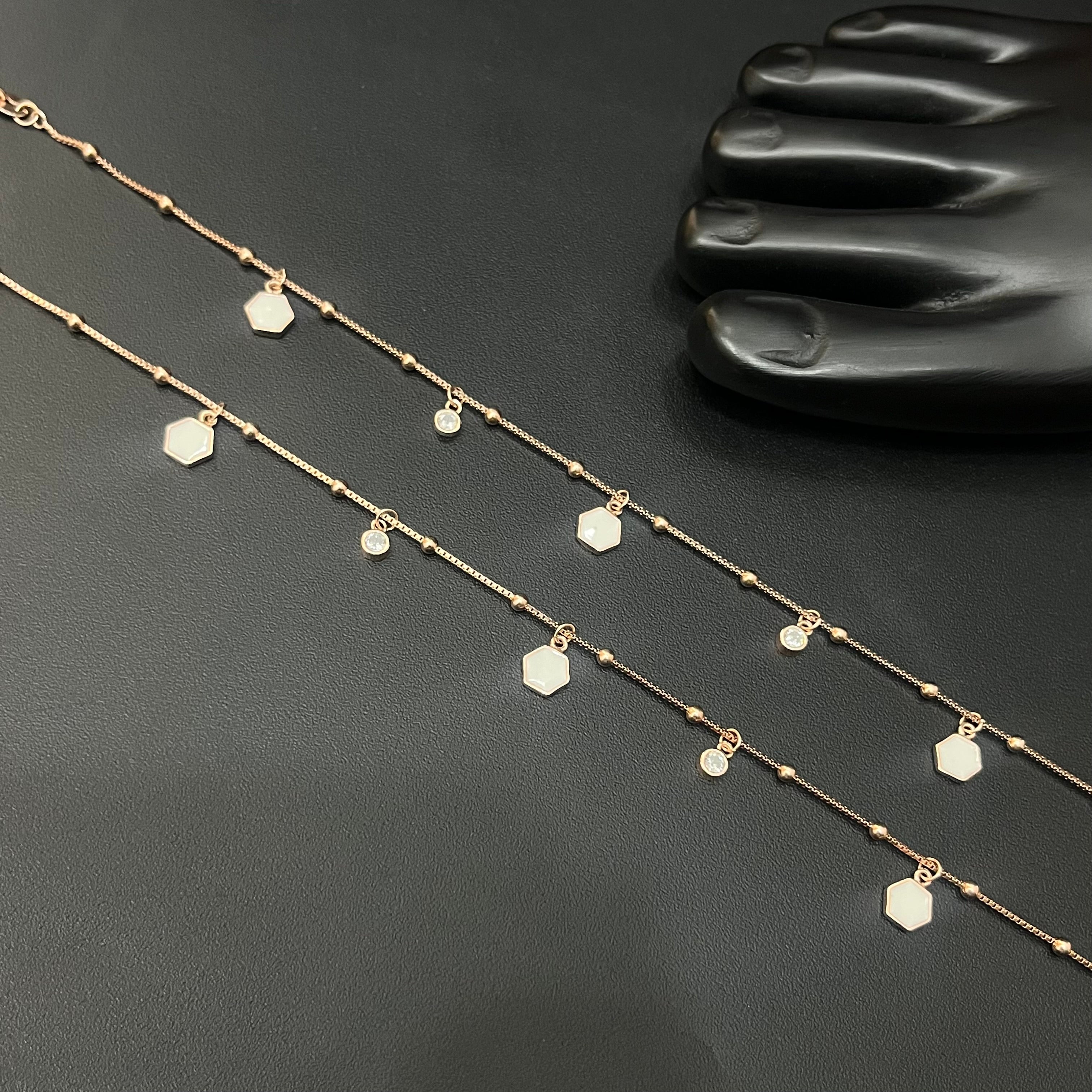 Silver Ladies Anklet Mop Charms RG