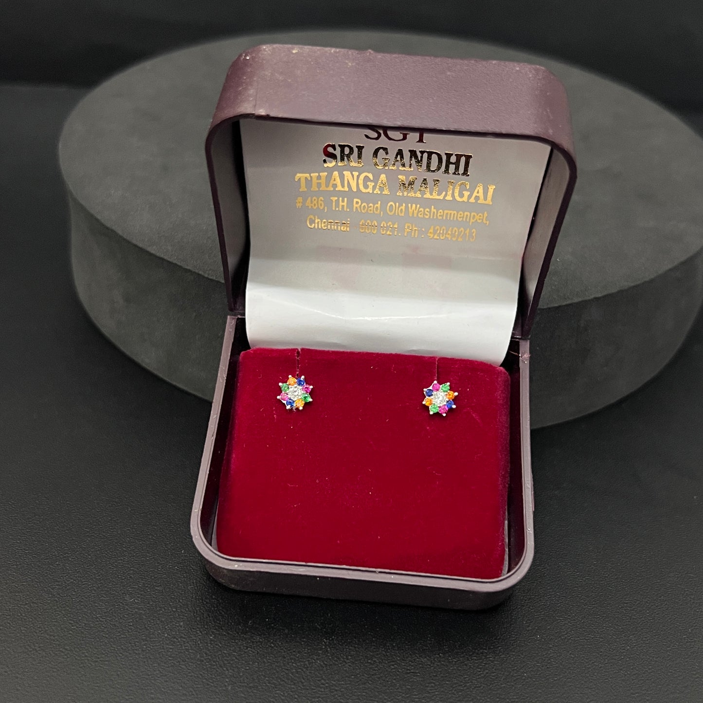 Silver Navratna Kammal (9 Stones)