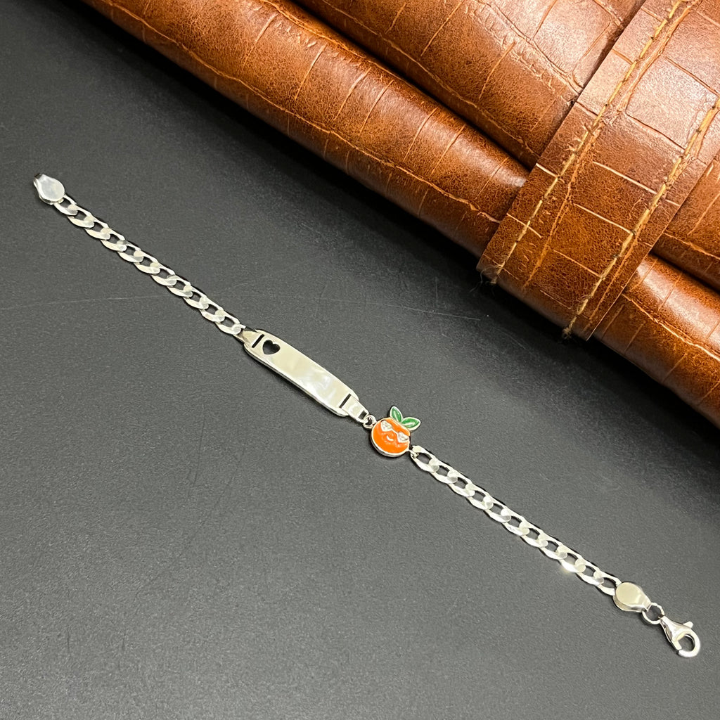 Silver Customised Kids Bracelet Cute Orange Charms 925