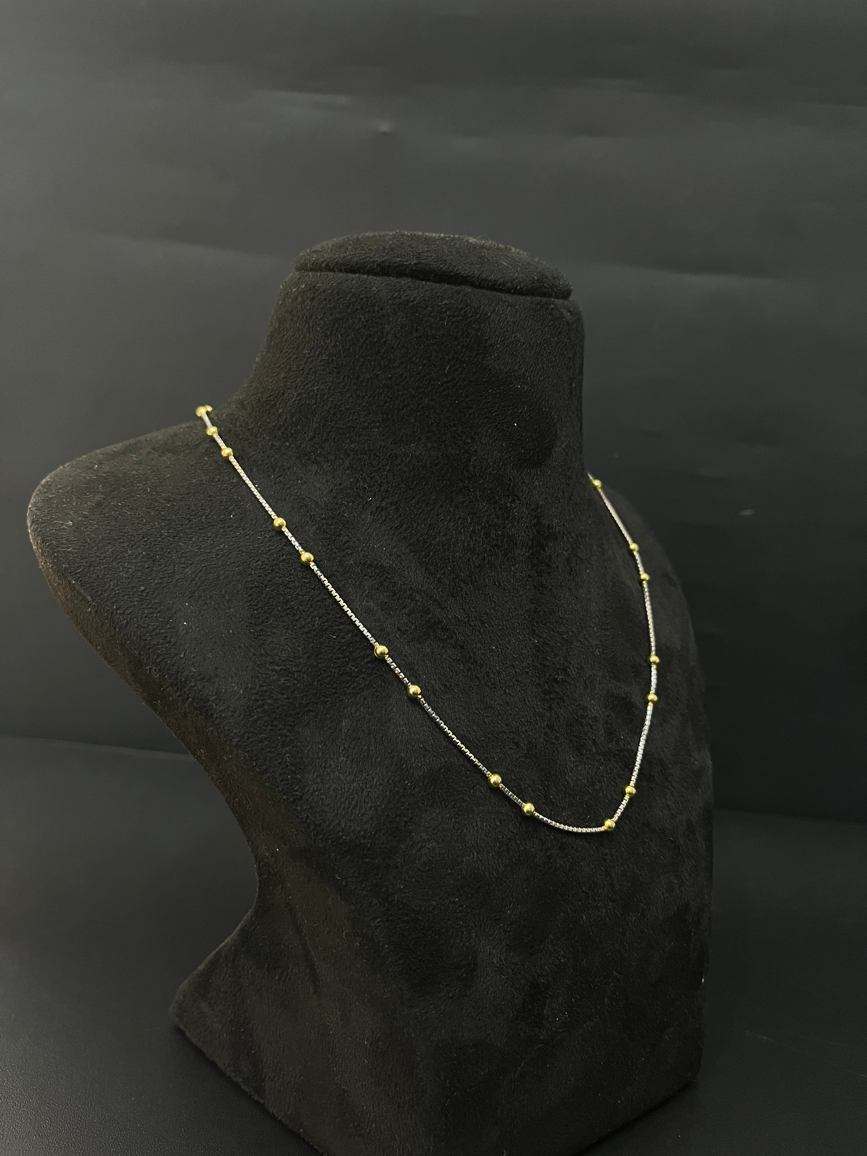 Silver Ladies Pendant Chain Floral Beads