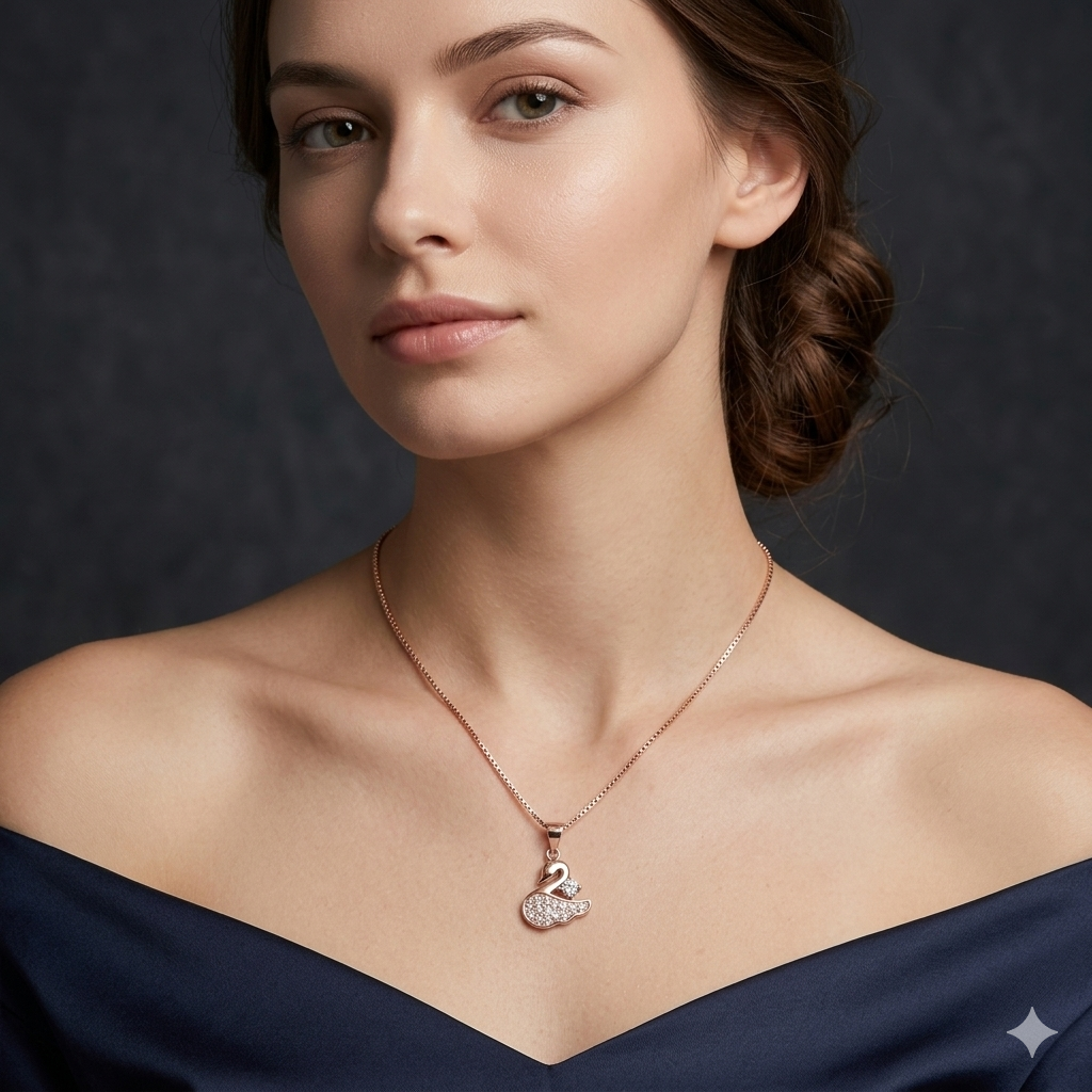 Silver Ladies Chain Swan Iconic rosegold