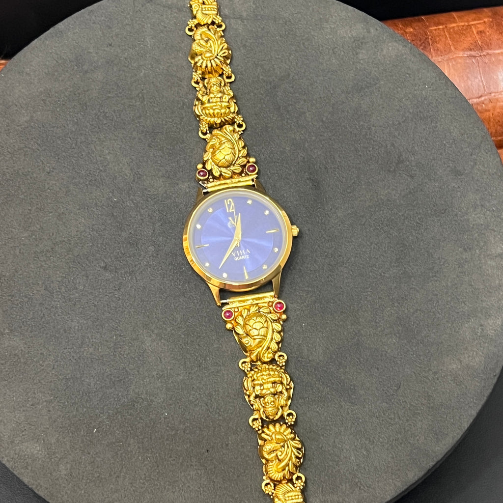 Silver  Ladies Watch Divine Peacock Royal Gold Finish 925