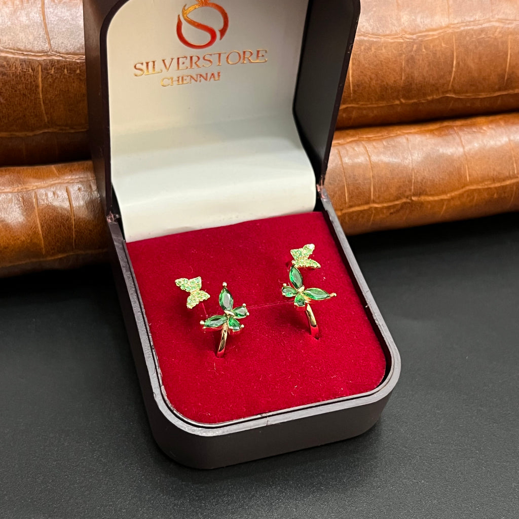Silver Ladies Toe Rings 925 Green Butterfly Rosegold 925 925