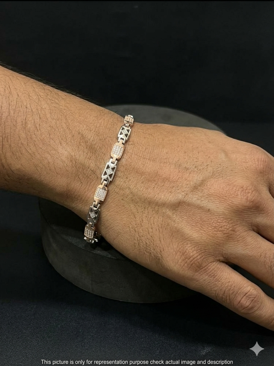 SilverGents Bracelet Diamond Stoned Square
