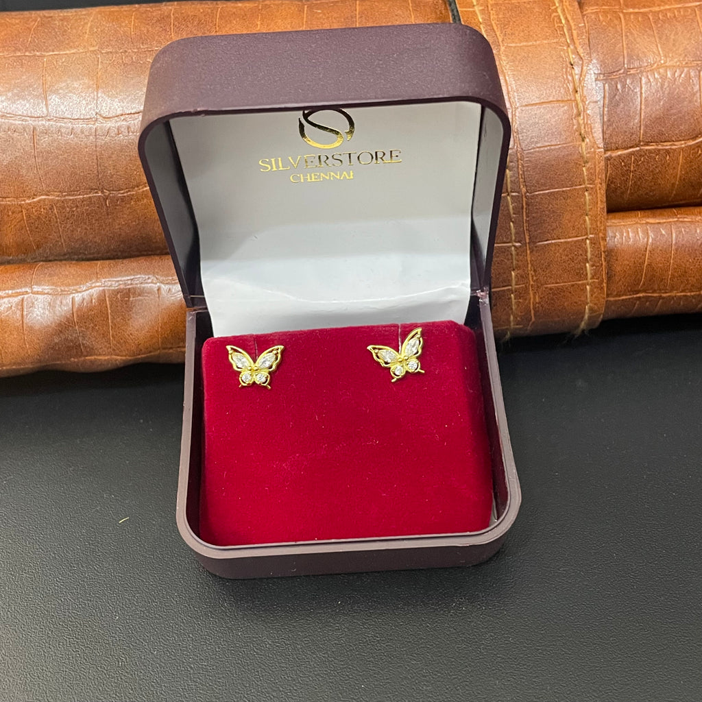 Silver Second Stud Butterfly Gold Finished 1