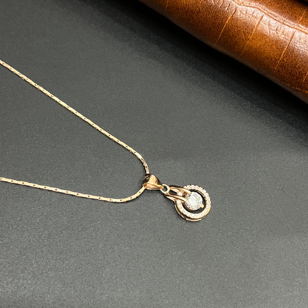 Silver Ladies Pendant Double Halo Elegance Rose Gold 925